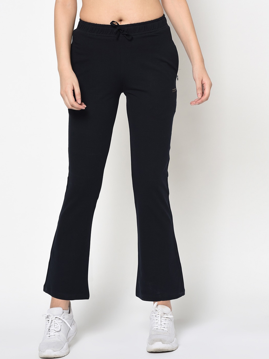FEMEA Women Navy Blue Solid Bootcut Track Pants