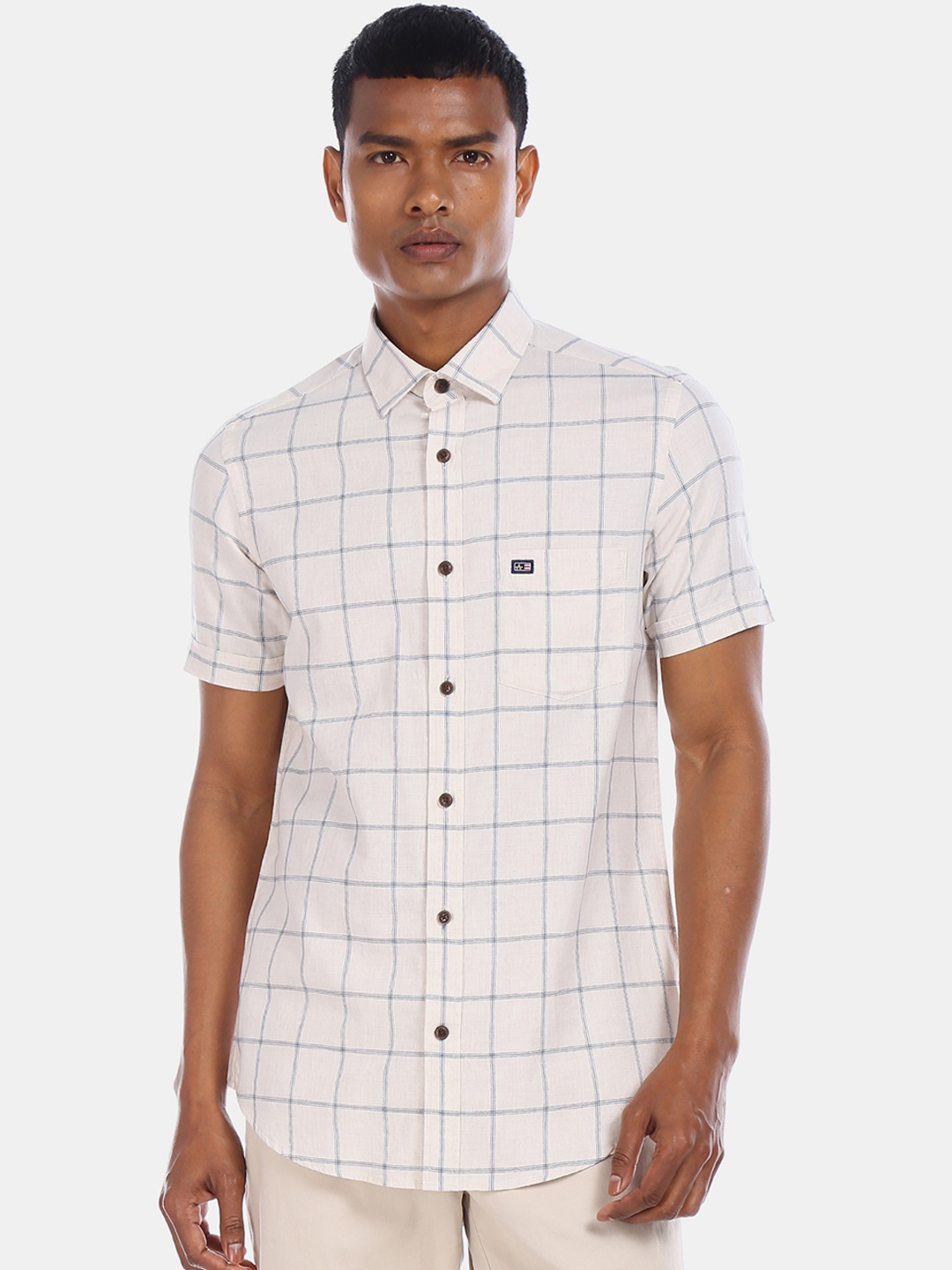 

Arrow Sport Men Cream Regular Fit Checked Casual Shirt
