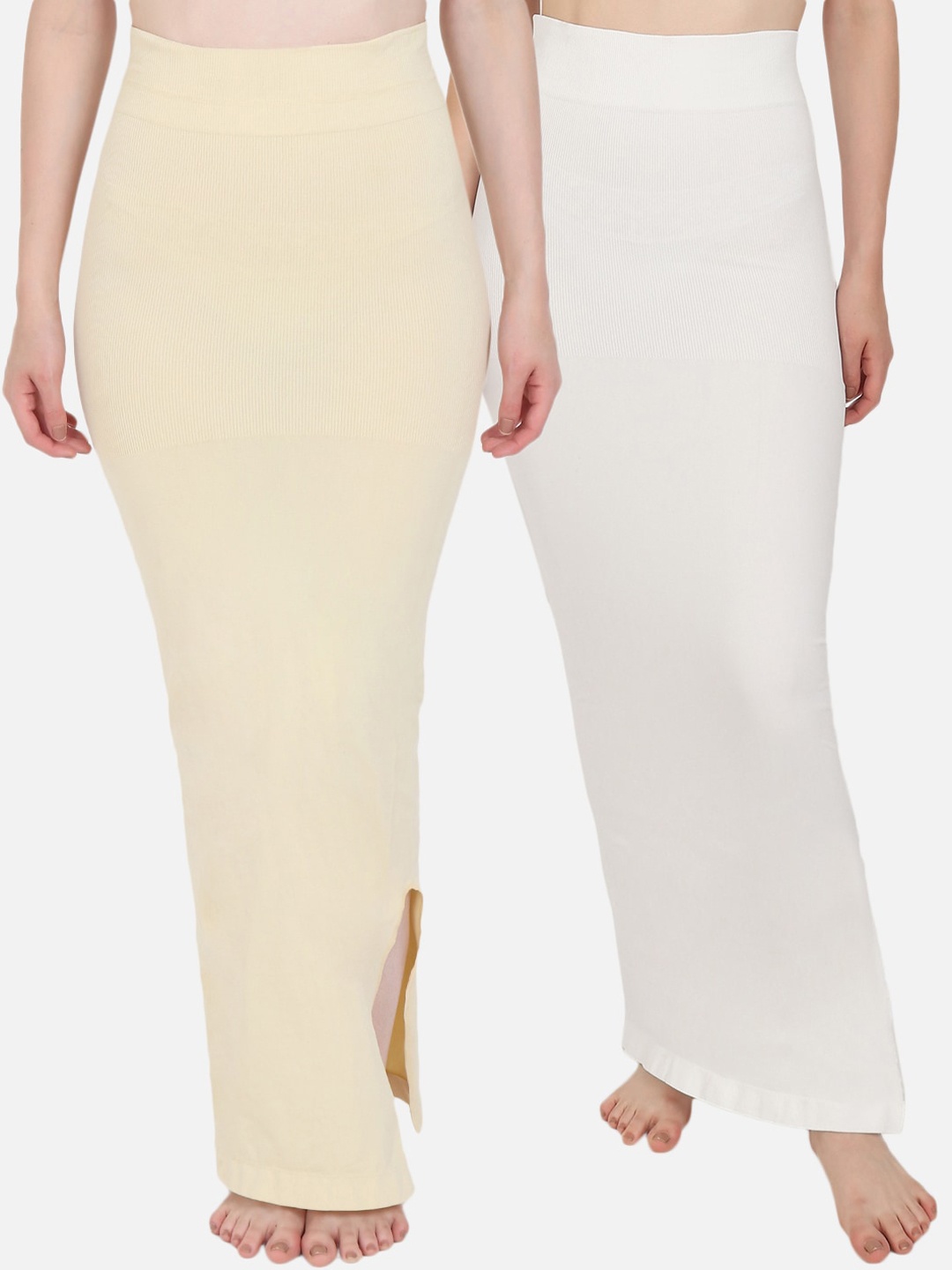 

Beau Design Women Pack of 2 Solid Saree Shapewear, Off white