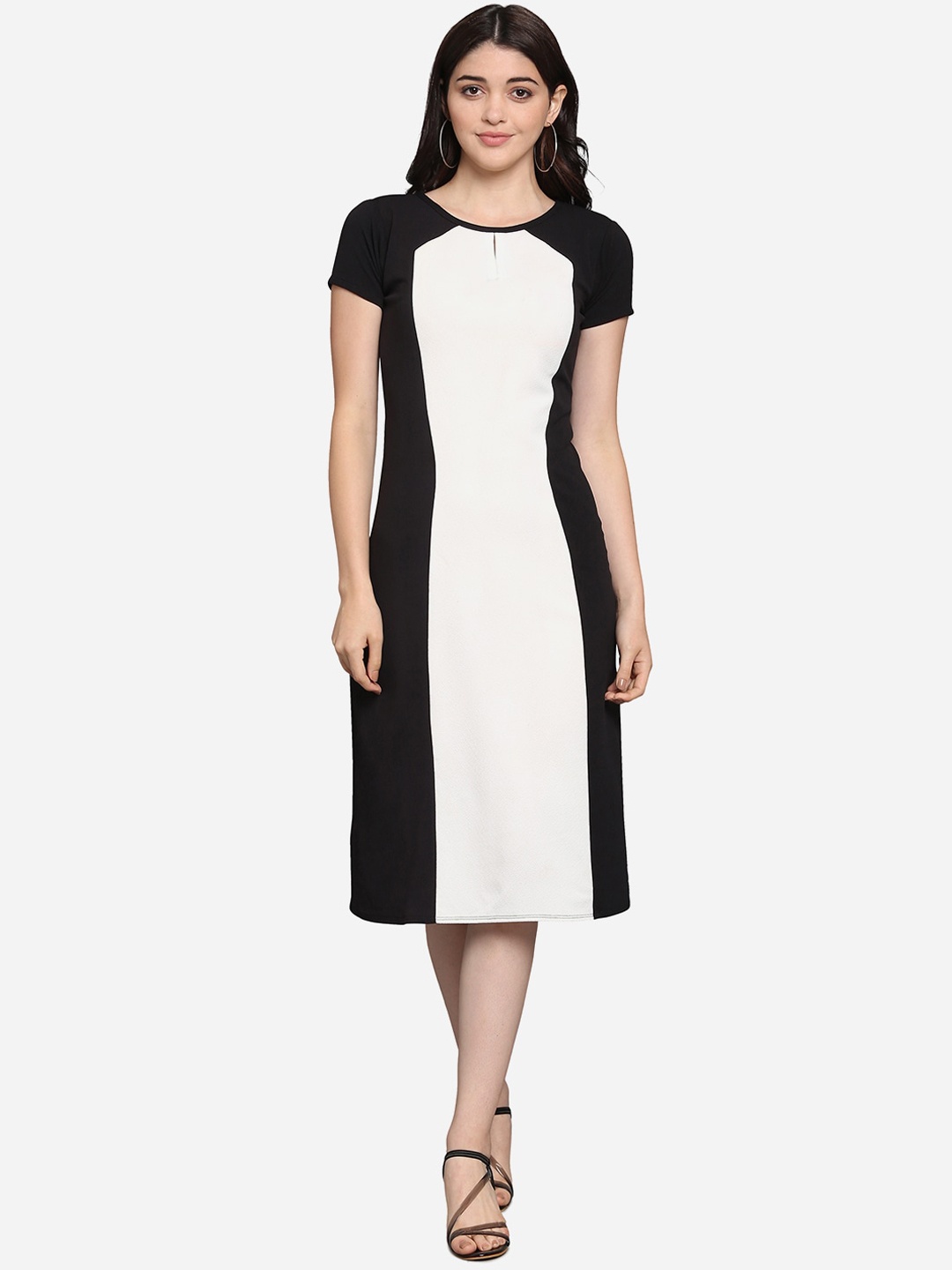 

PURVAJA Women Black Solid Sheath Dress