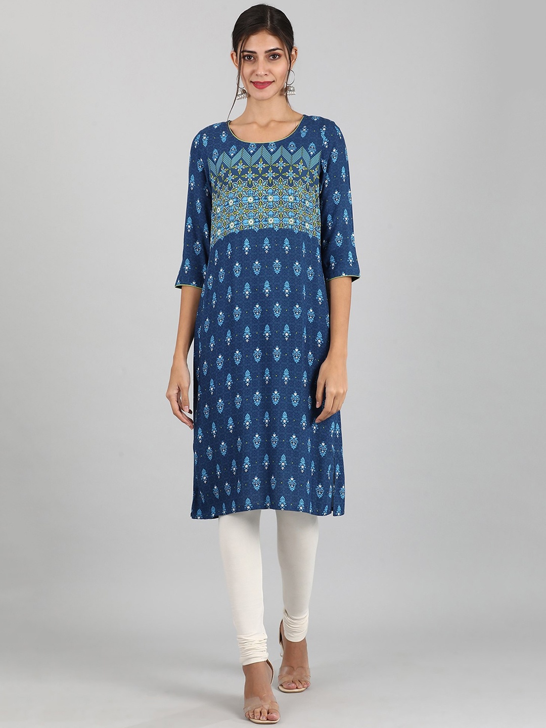 

AURELIA Blue Geometric Printed Kurta