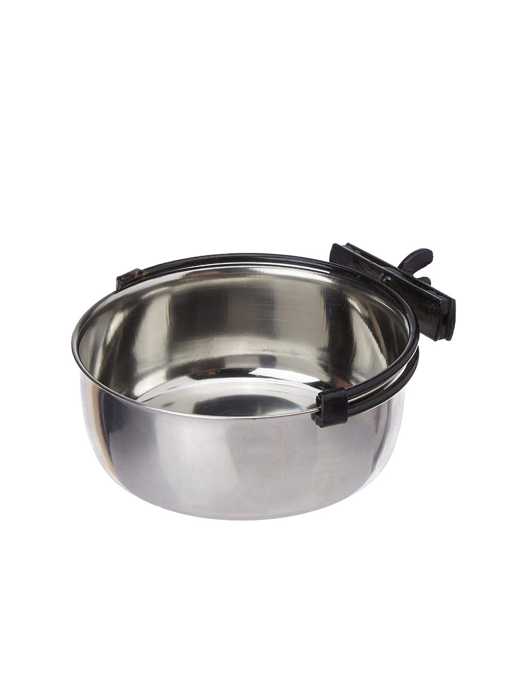

PETS EMPIRE Silver-Toned & Black Solid Anti-Skid Stainless Steel Bird Feeder Bowl