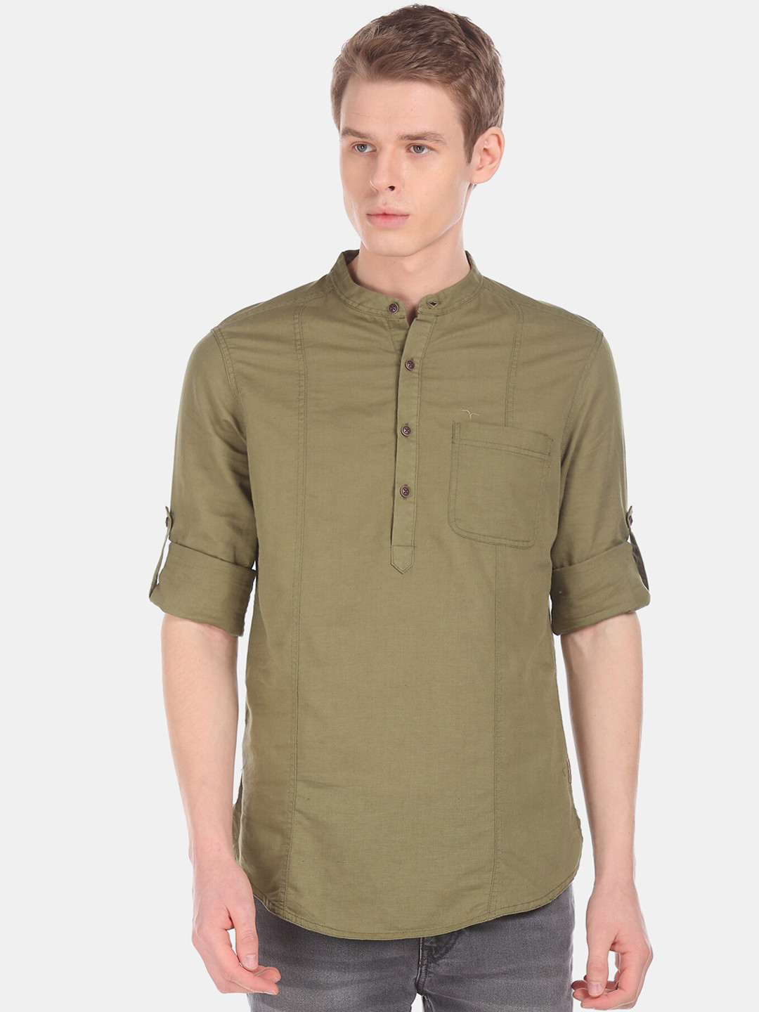 

Flying Machine Men Green Regular Fit Solid Casual Shirt
