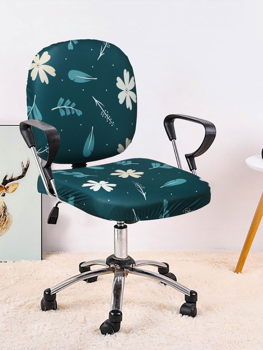 

Cortina Set Of 4 Sea Green & White Floral Printed Chair Covers