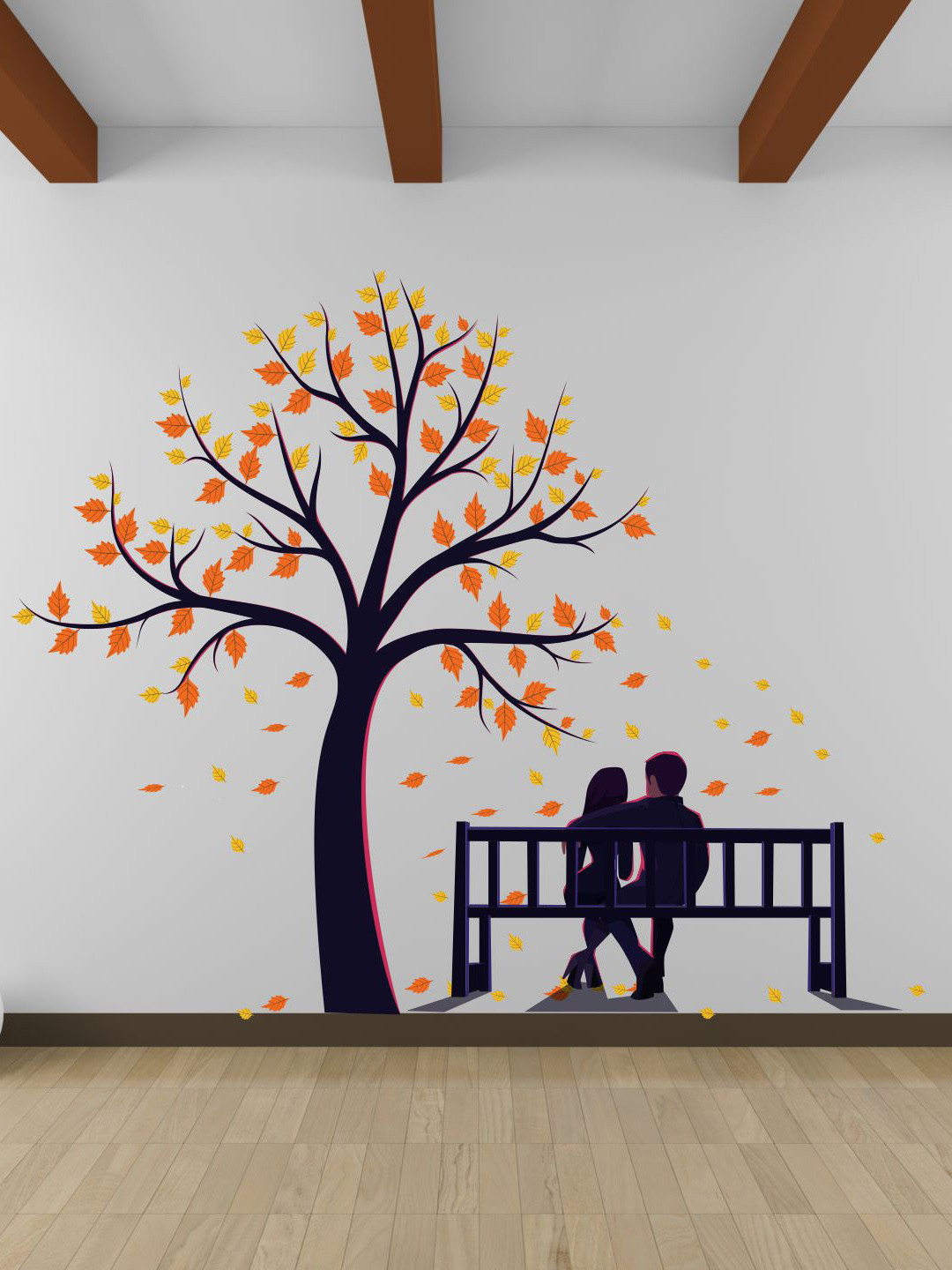 

WALLSTICK Black & Orange Printed Wall Sticker
