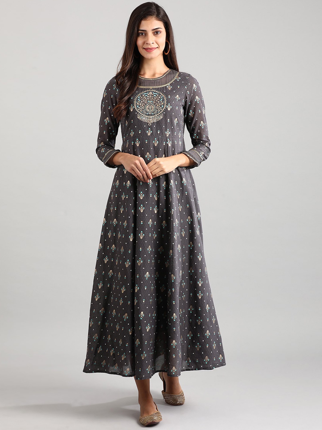 AURELIA Women Grey Printed Maxi Dress