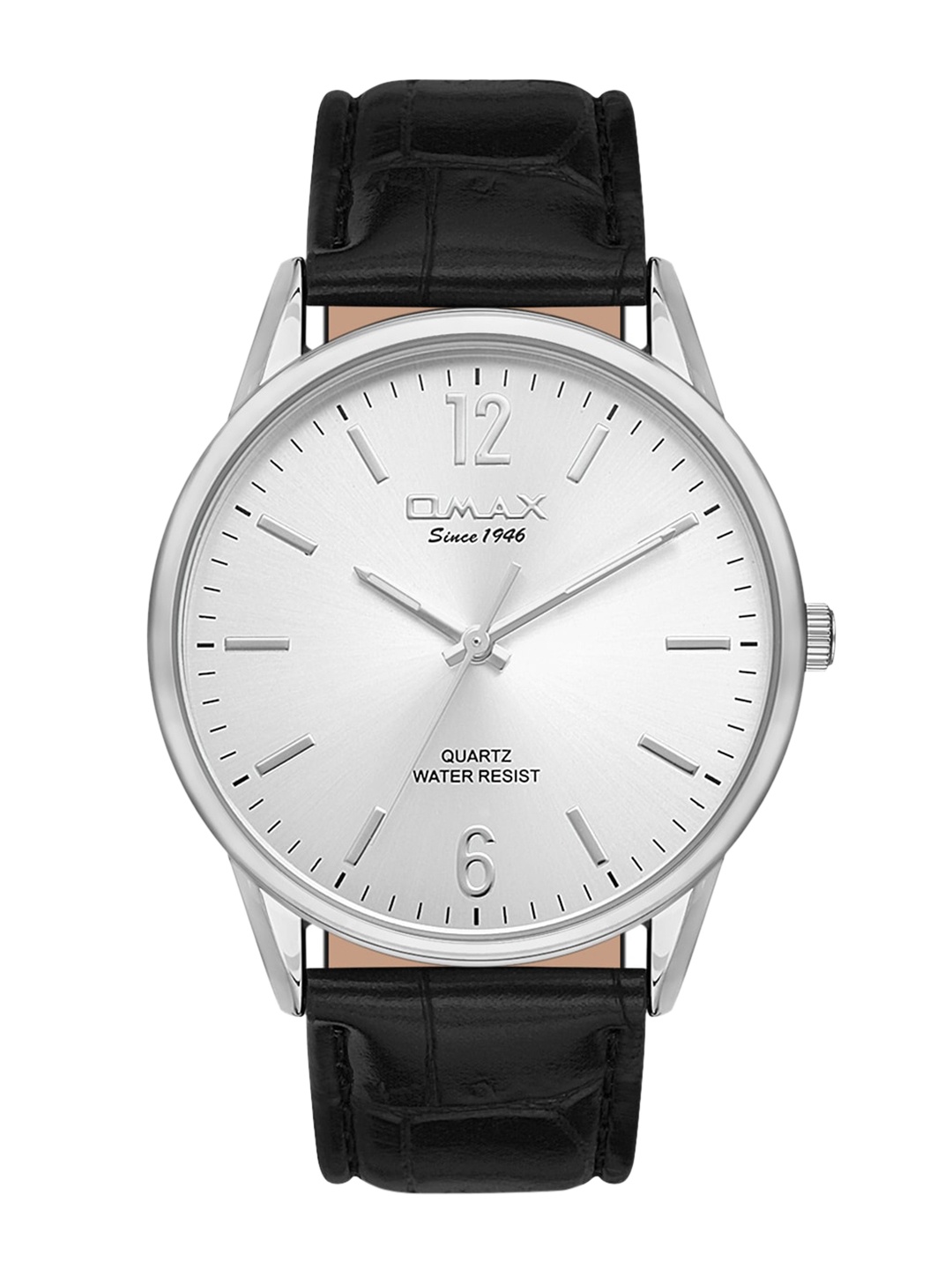 

Omax Men Silver-Toned Leather Analogue Watch JX01P62I