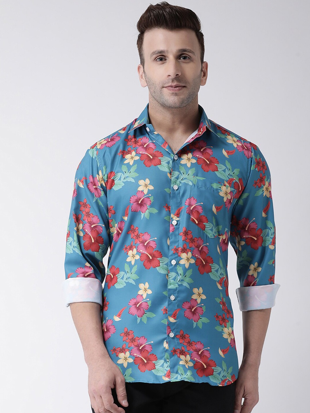 

hangup trend Men Blue & Red Slim Fit Printed Casual Shirt
