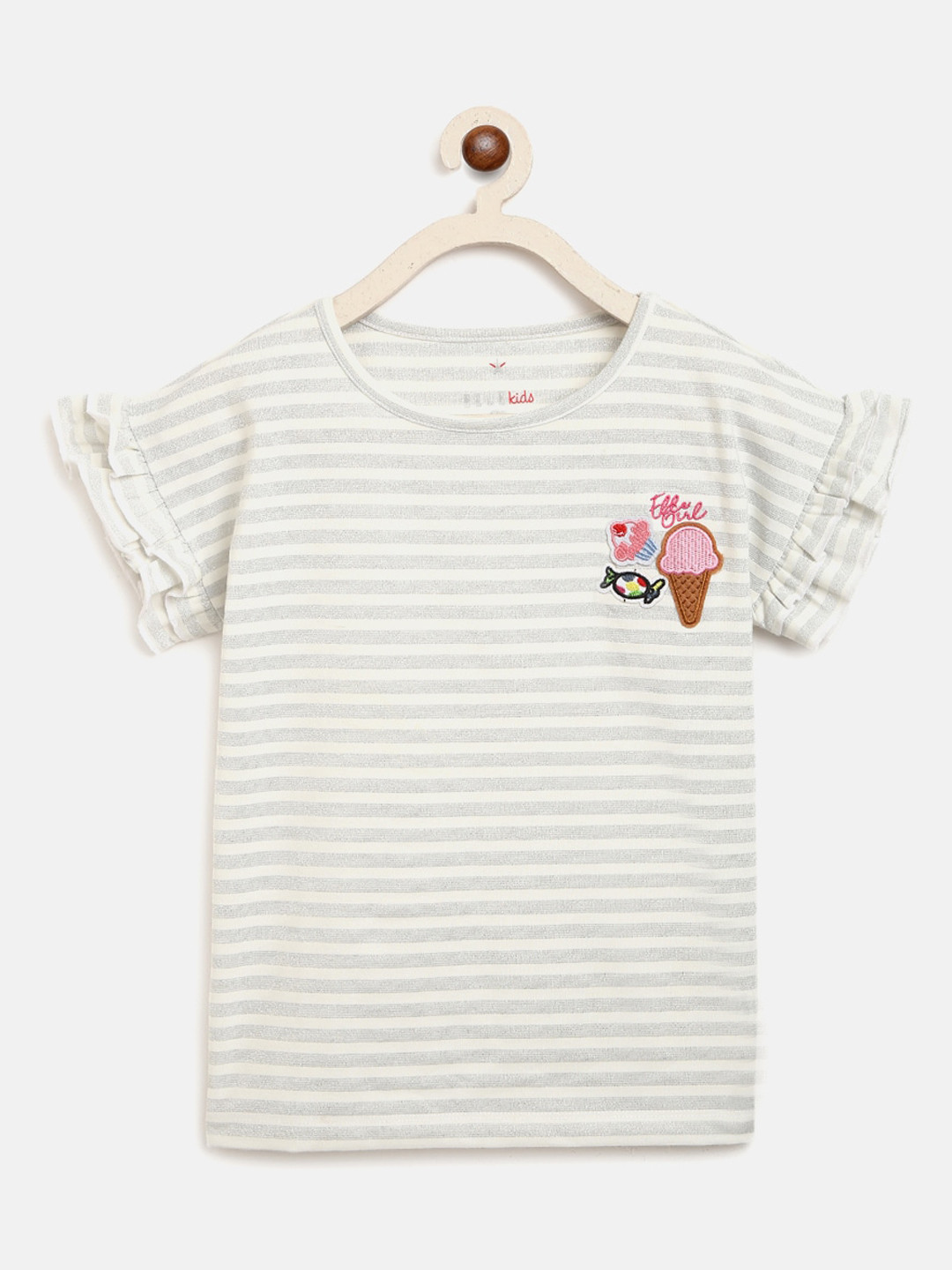 

ELLE Girls Off White Striped Top