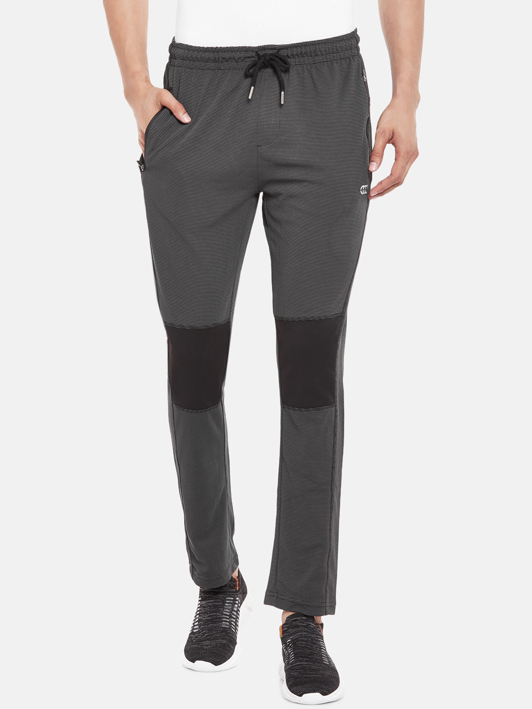 

Ajile by Pantaloons Men Grey & Black Striped Slim-Fit Track Pants