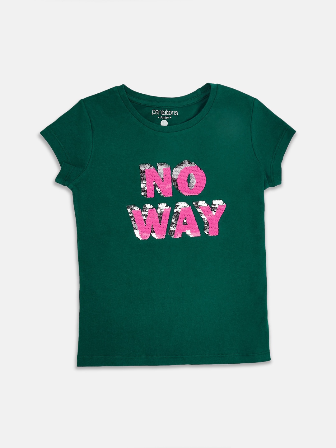

Pantaloons Junior Girls Green Printed Round Neck T-shirt