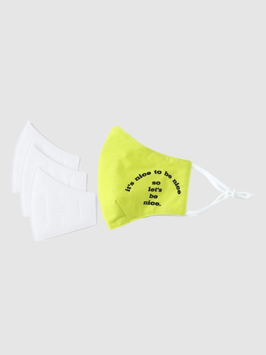 

ONLY Women Fluorescent Green & Black Printed 5-Ply Outdoor Mask With Replaceable Filters