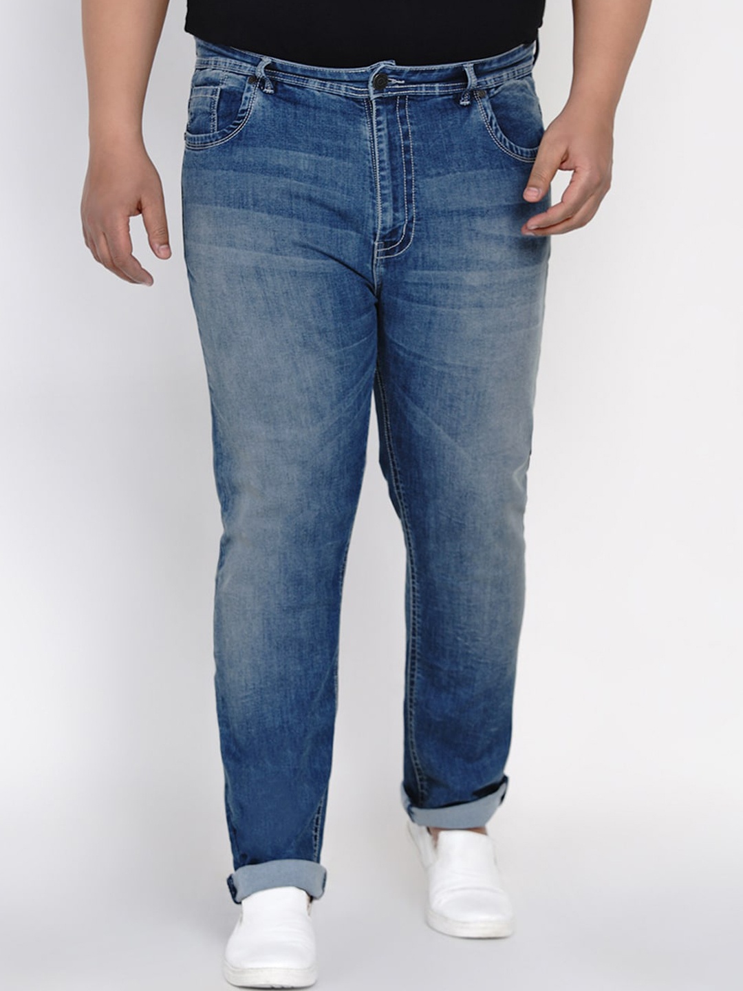 

John Pride Men Blue Relaxed Fit Mid-Rise Clean Look Plus Size Jeans
