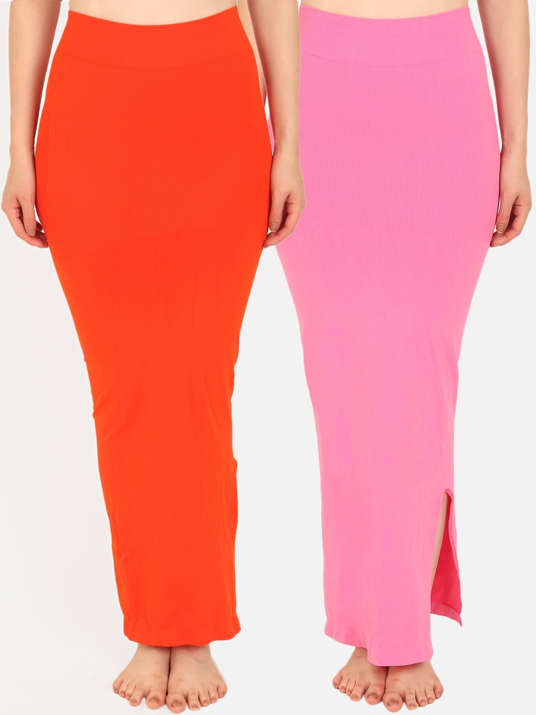 

Beau Design Women Pack Of 2 Orange & Pink Solid Saree Shapewears