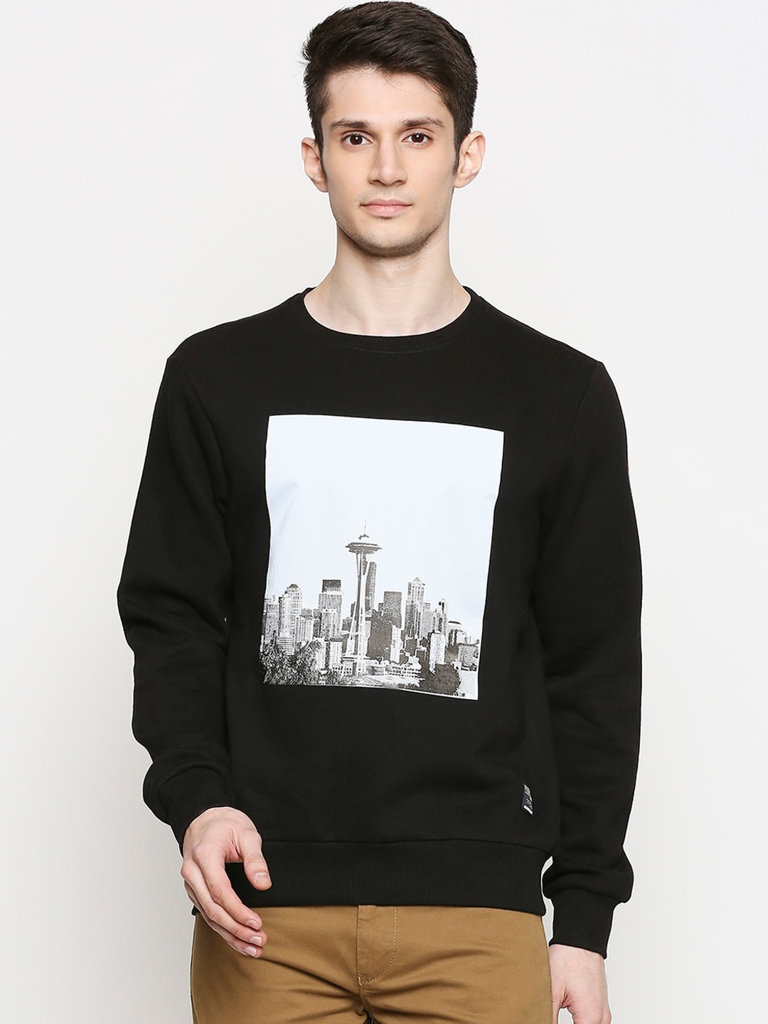 

People Men Black Printed Sweatshirt