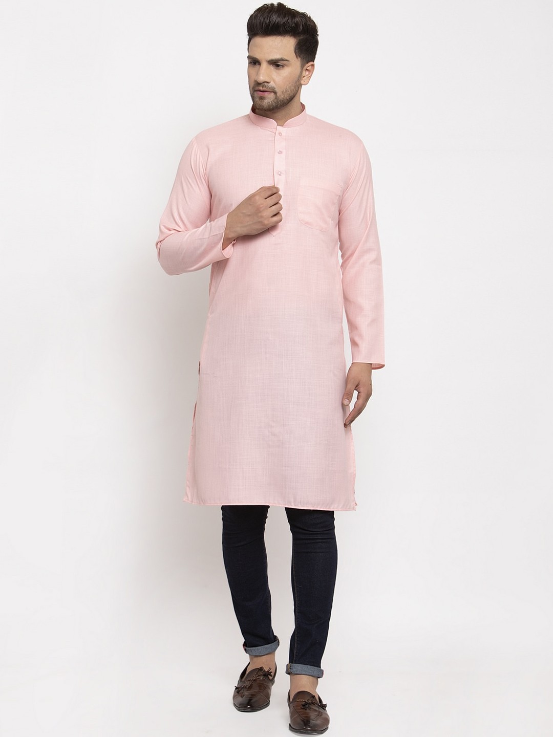 

GRACIT Men Pink Solid Kurta
