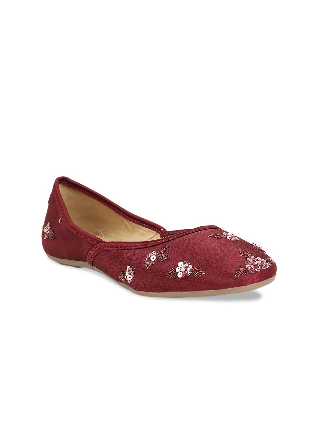 

Marie Claire Women Maroon Textured Fabric Mojaris