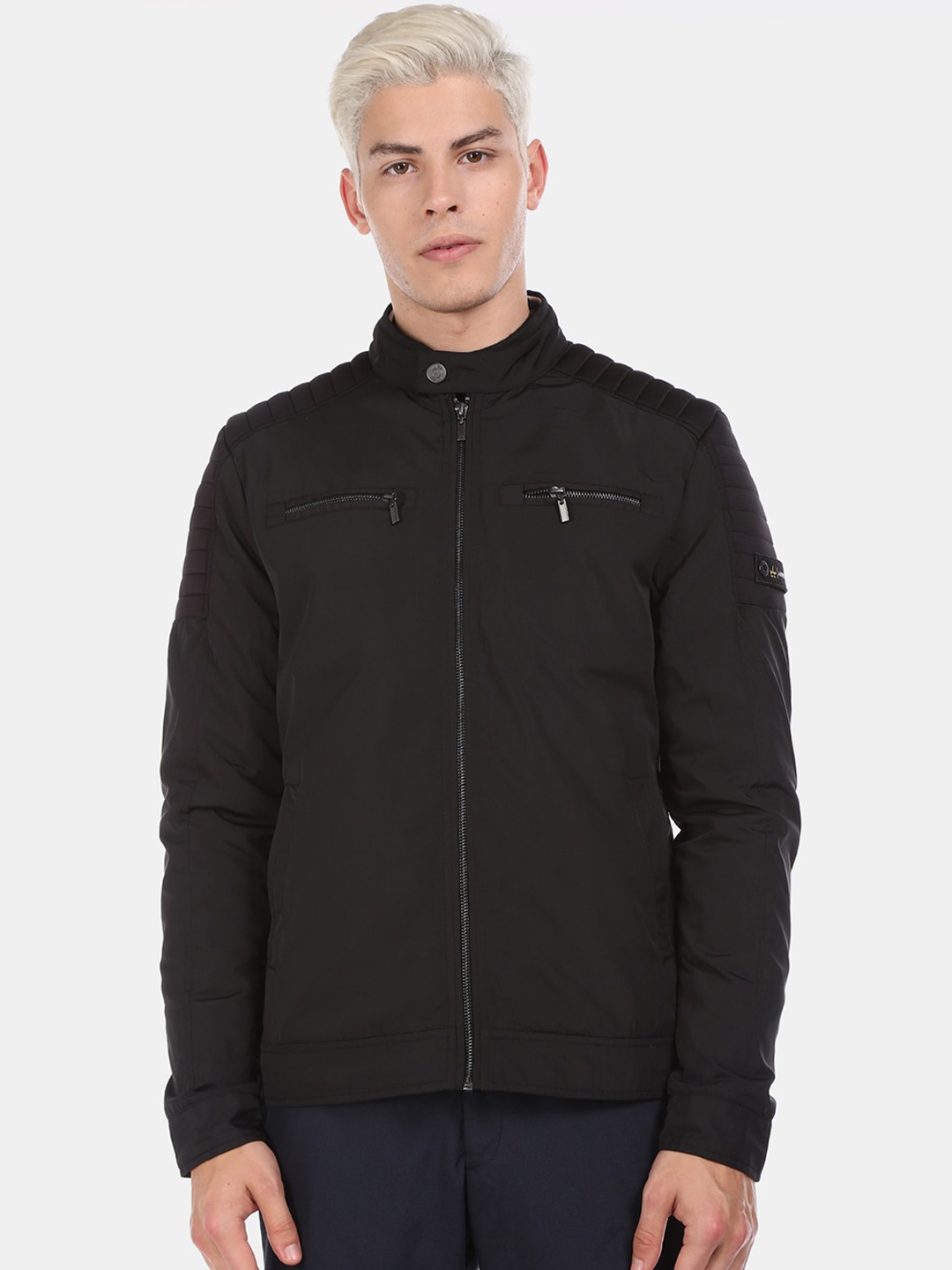 

Arrow New York Men Black Solid Sporty Jacket