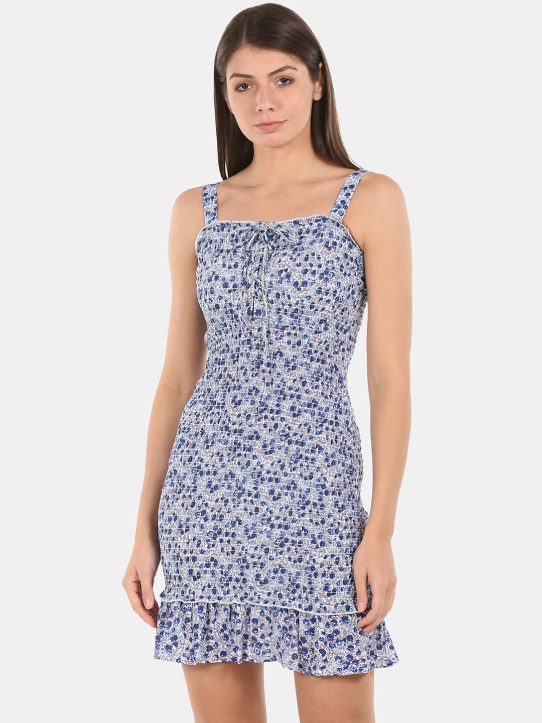 

Aeropostale Women Blue Printed A-Line Dress
