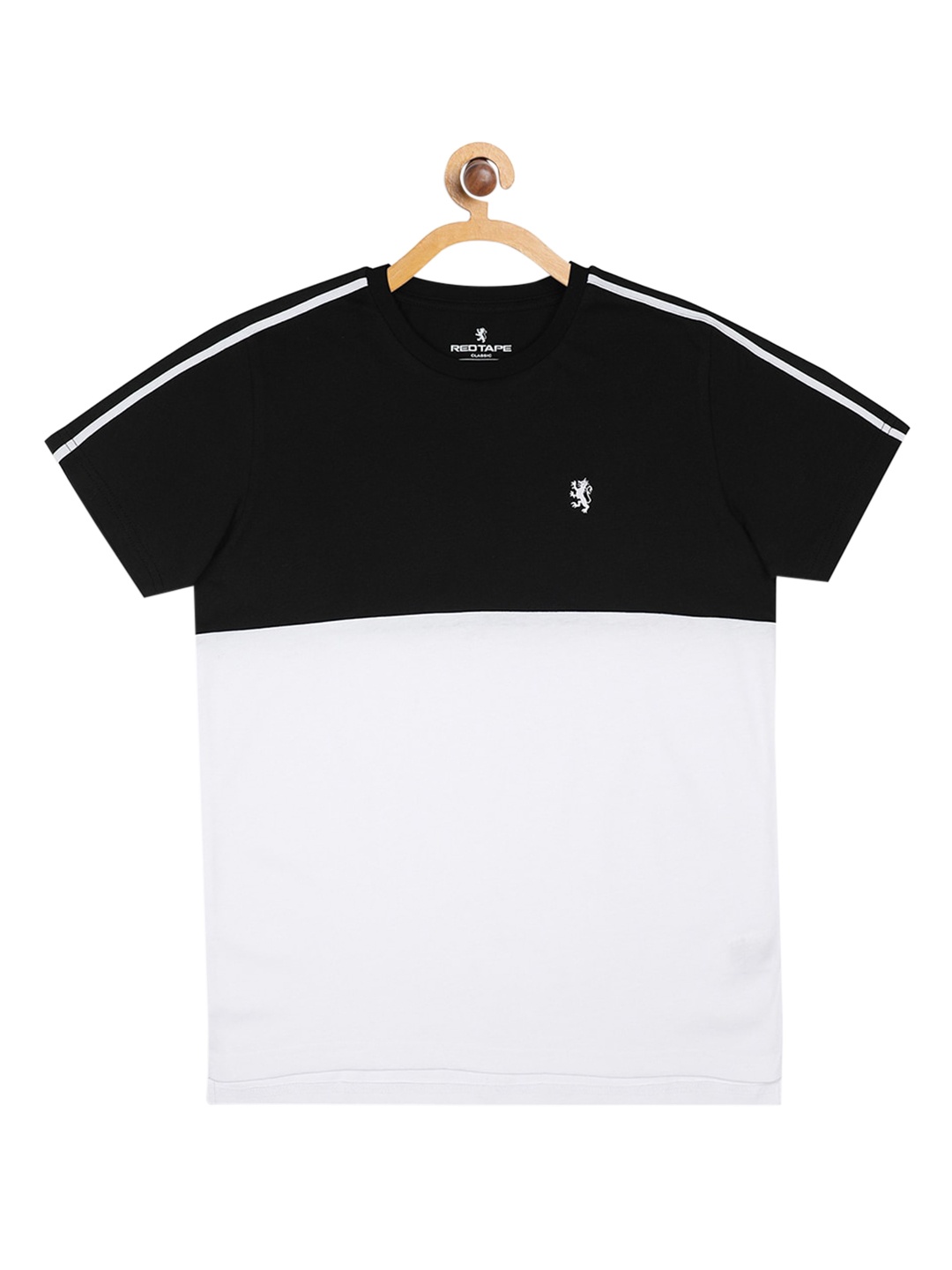 

Red Tape Boys Black & White Colourblocked Round Neck T-shirt