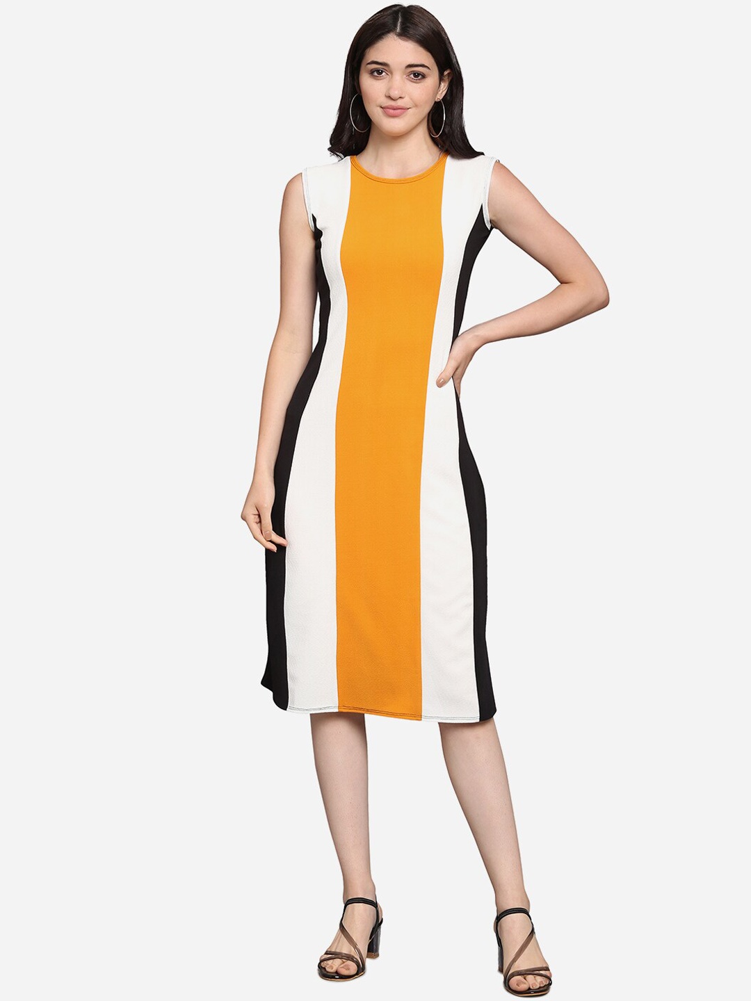 

PURVAJA Women Black Colourblocked Sheath Dress