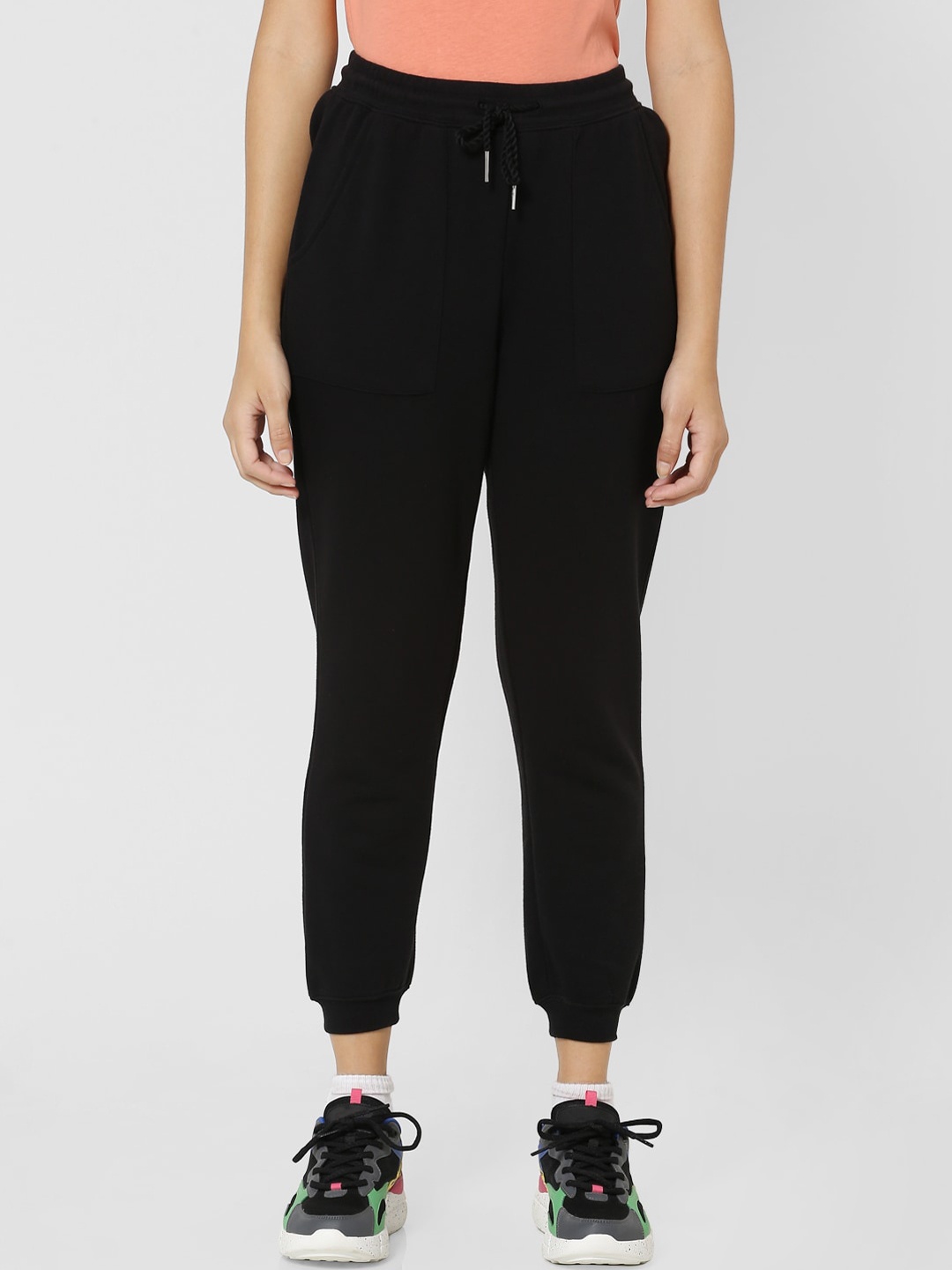

ONLY Women Black Solid Relaxed-Fit Joggers