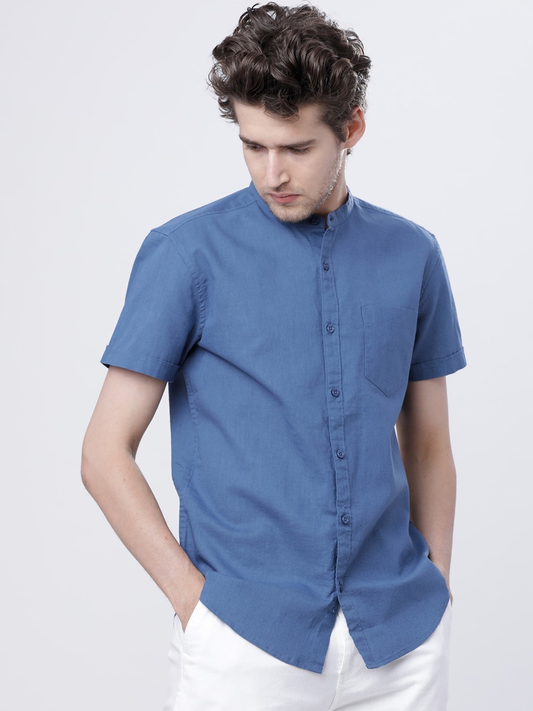 

HIGHLANDER Men Blue Slim Fit Solid Casual Shirt