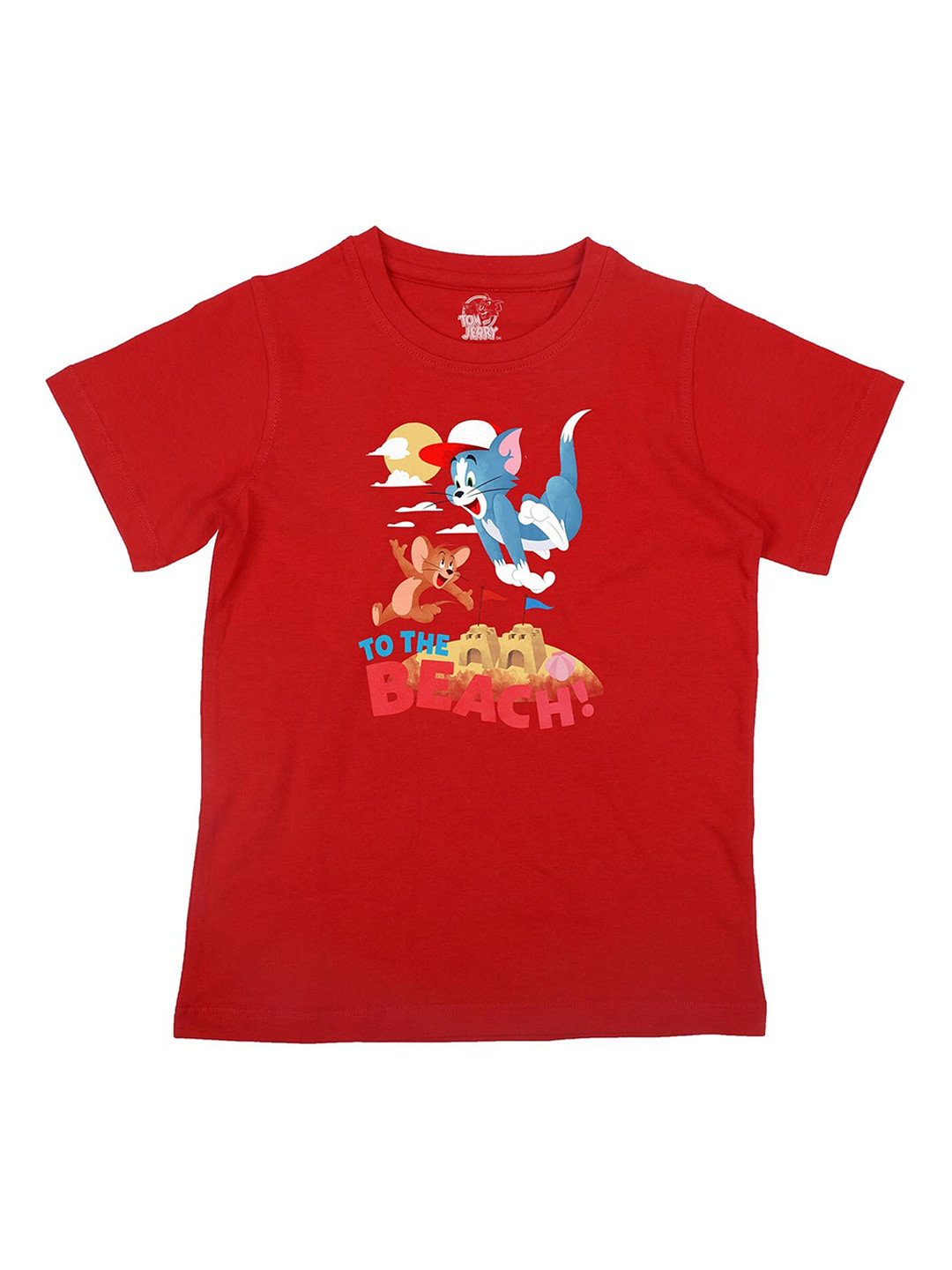 

Tom Jerry Boys Red Solid Round Neck Cotton Pure Cotton T-shirt