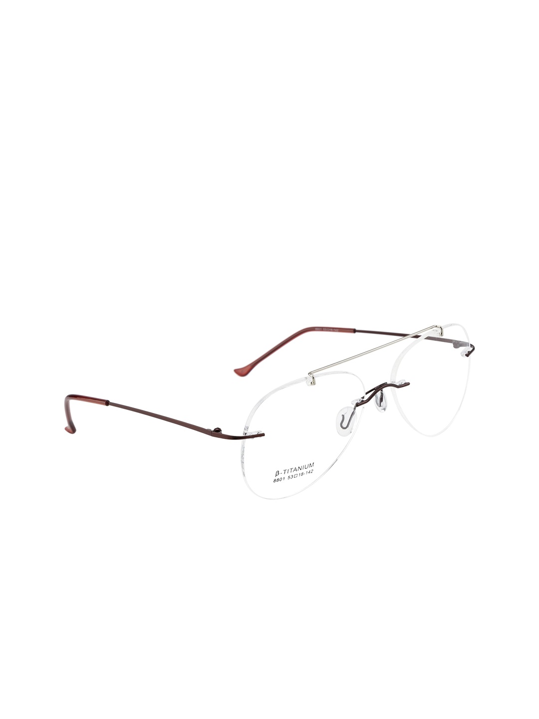 

Clark N Palmer Unisex Brown Solid Rimless Aviator Frames CNP-8801-C7