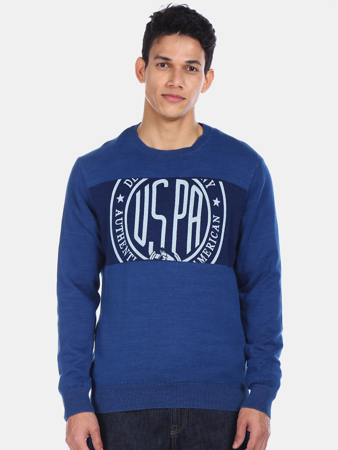 

U.S. Polo Assn. Denim Co. Men Blue Printed Sweatshirt