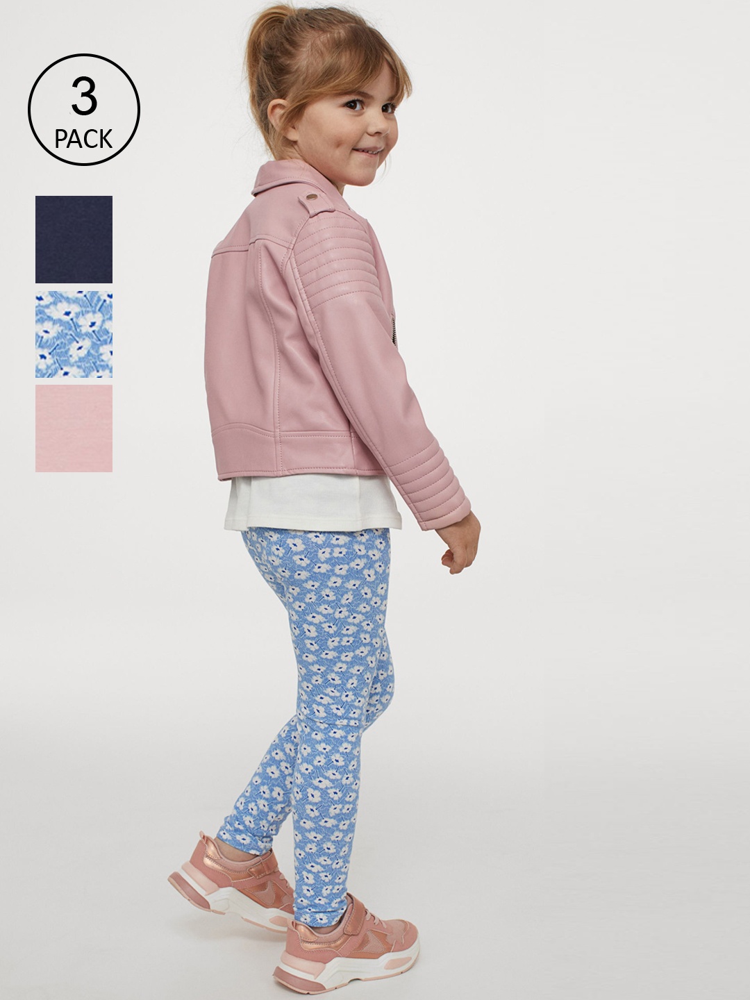 

H&M Girls Blue & Pink 3-pack leggings