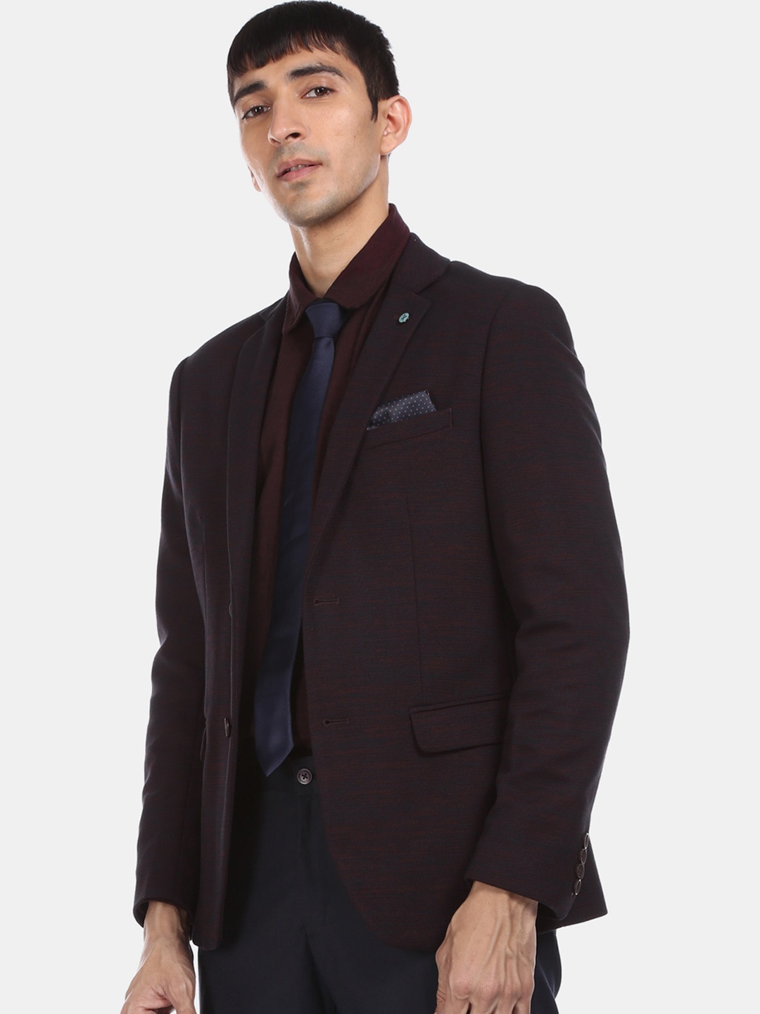 

Arrow Men Maroon Self-Design Single-Breasted Casual Blazer
