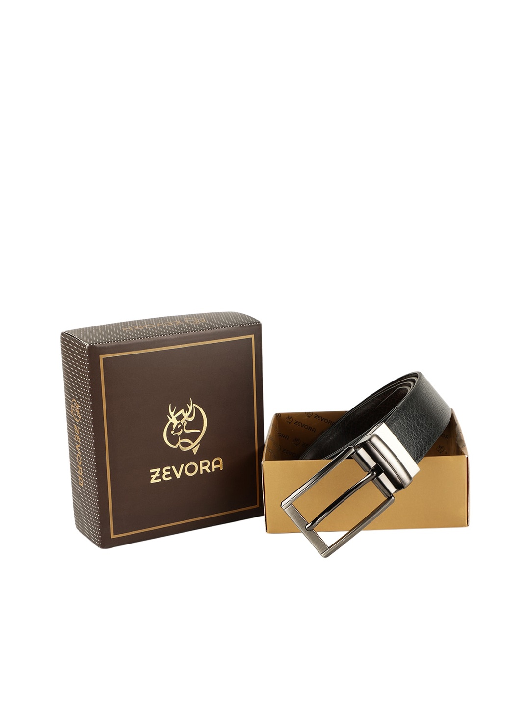 

ZEVORA Men Black & Brown Textured Belt