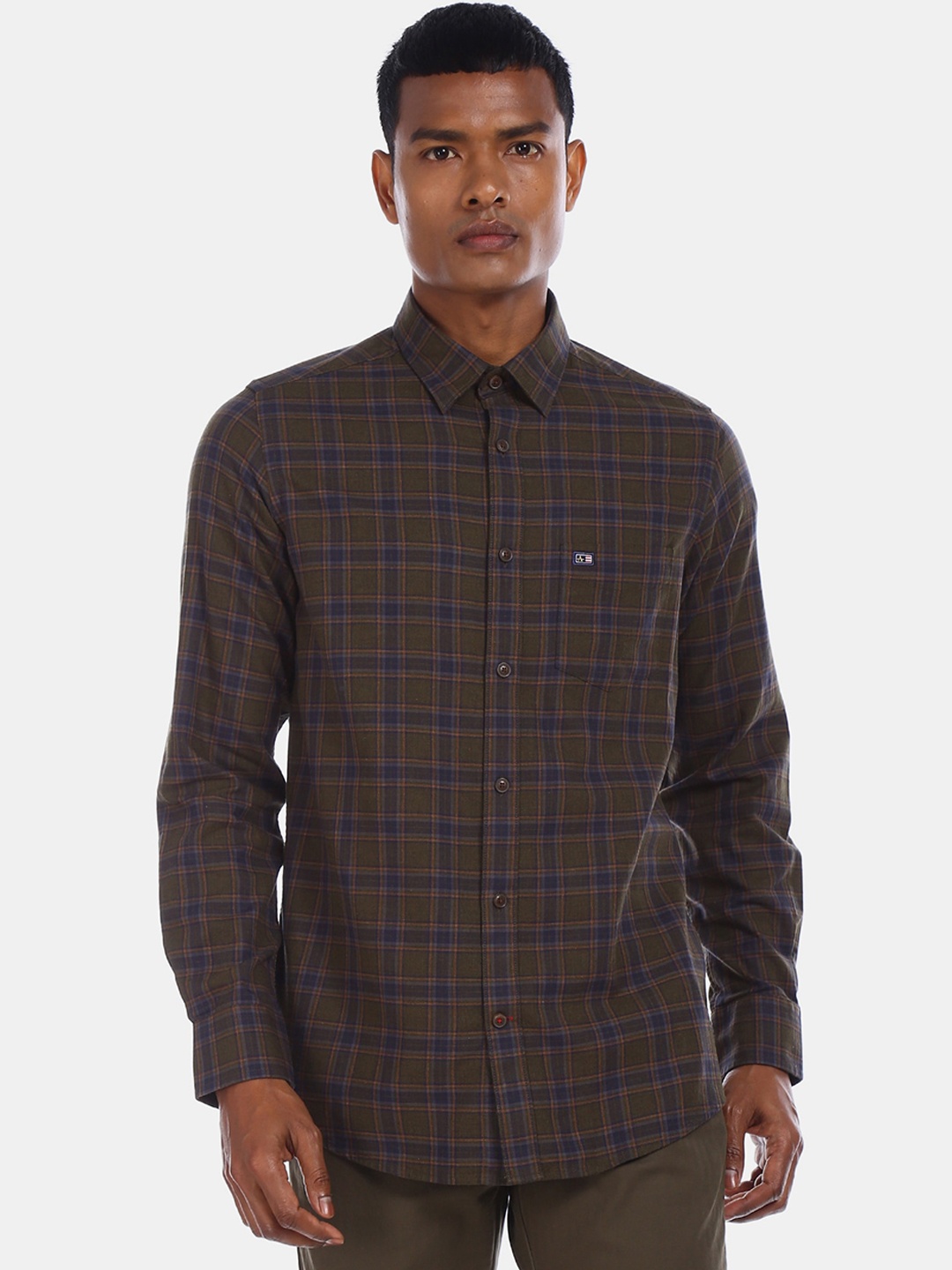 

Arrow Sport Men Green Regular Fit Checked Casual Shirt