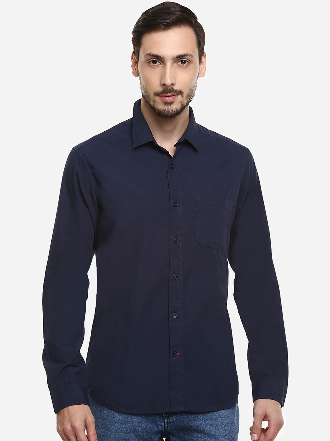 

Red Chief Men Navy Blue Slim Fit Solid Casual Shirt