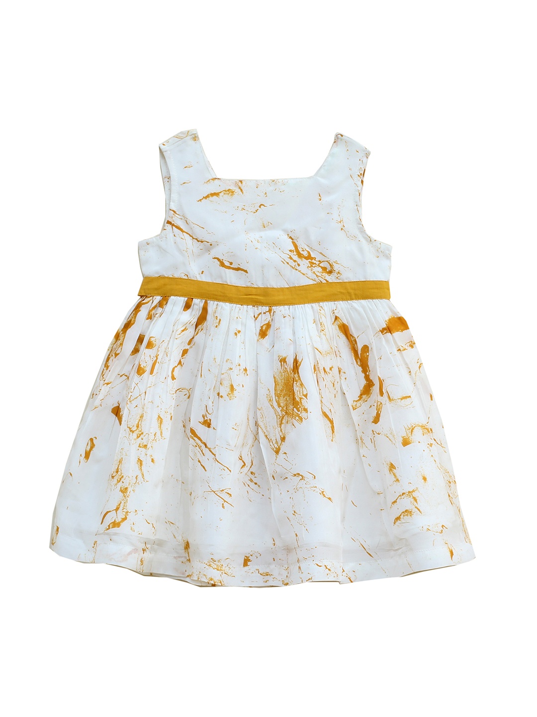 

My Little Lambs Girls Blue & Yellow Printed A-Line Dress