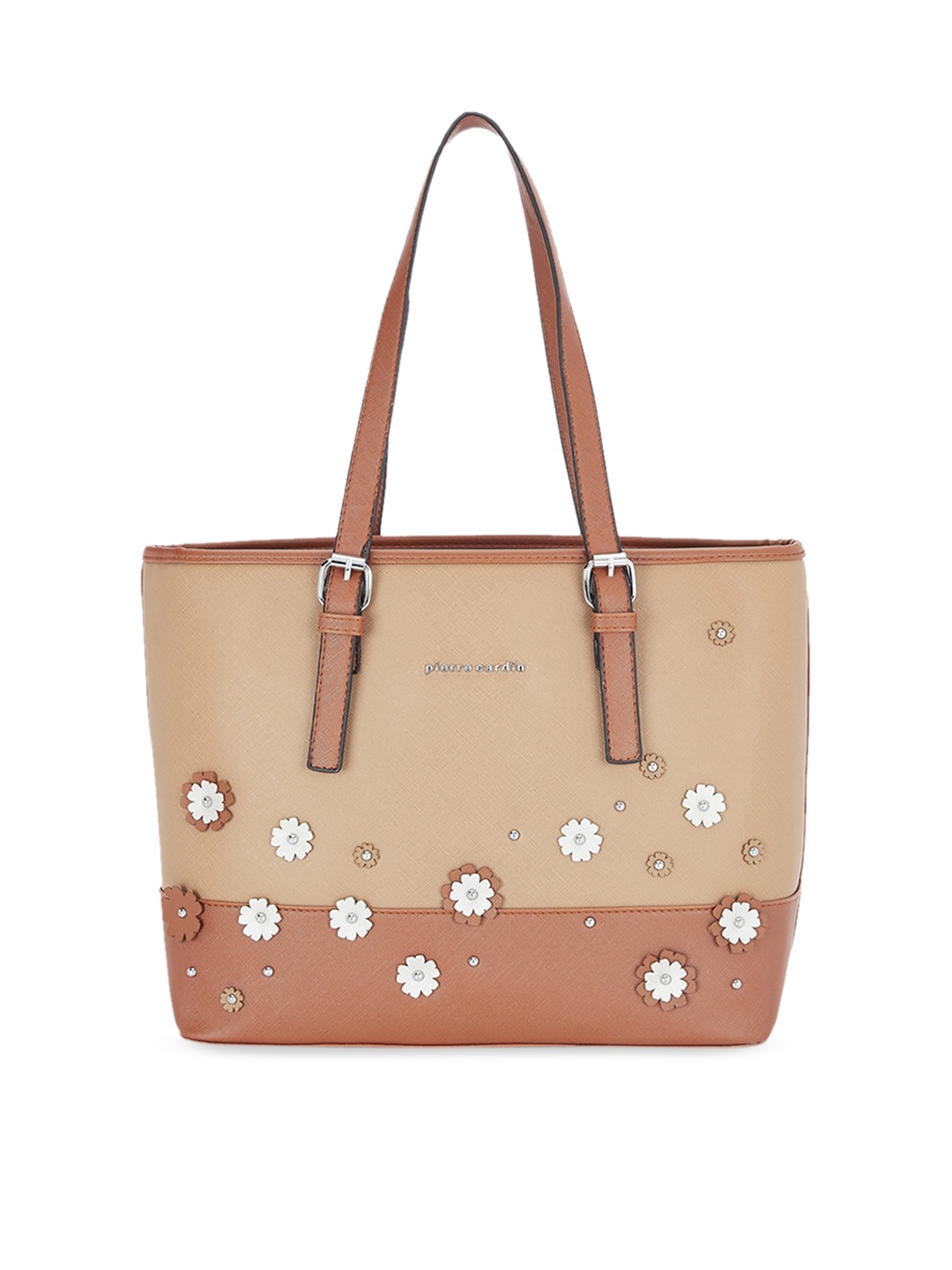 

pierre cardin Orange & Beige Textured Tote Bag