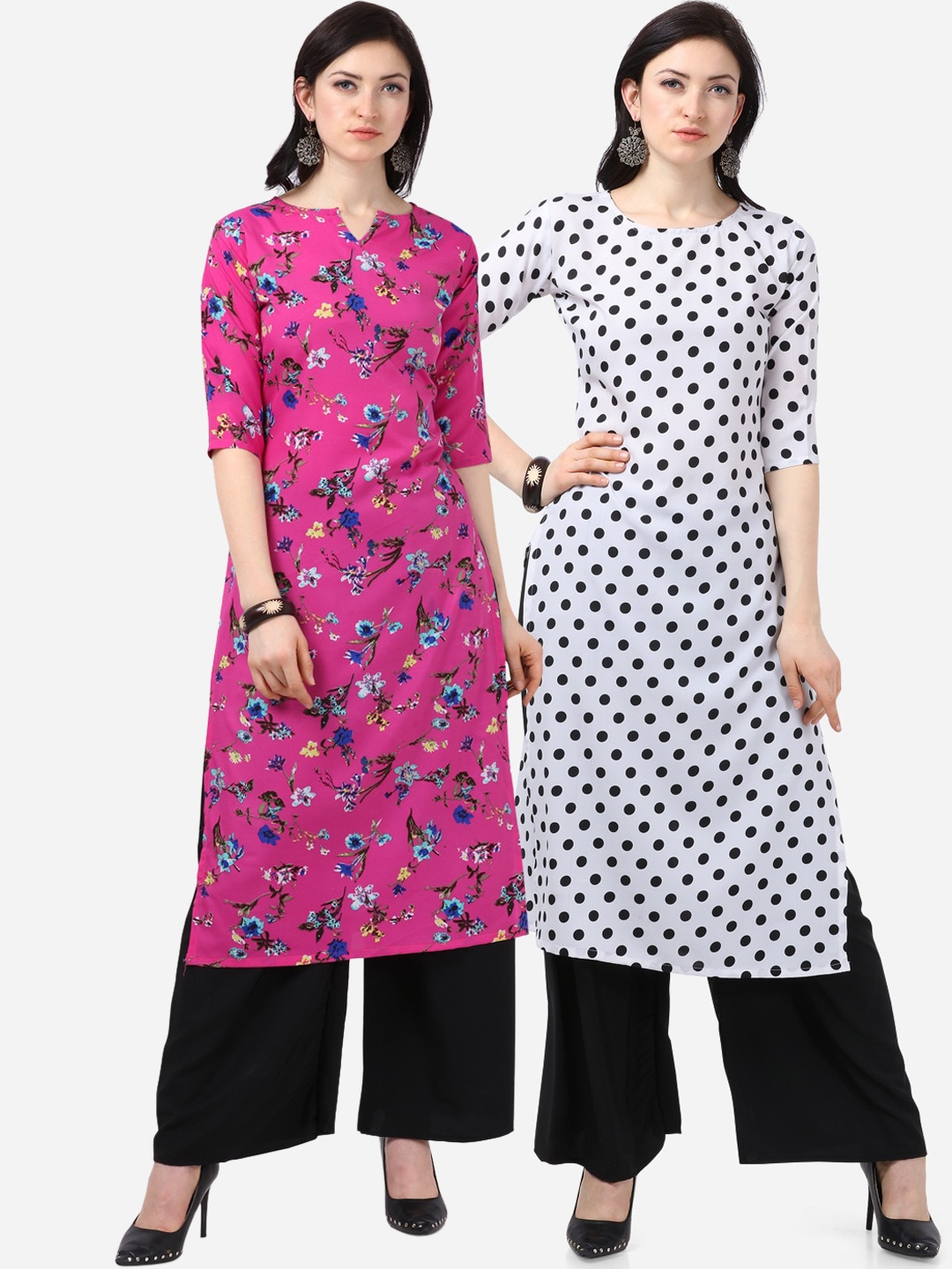 

Florence Women Pack of 2 Printed Crepe Kurta, Pink