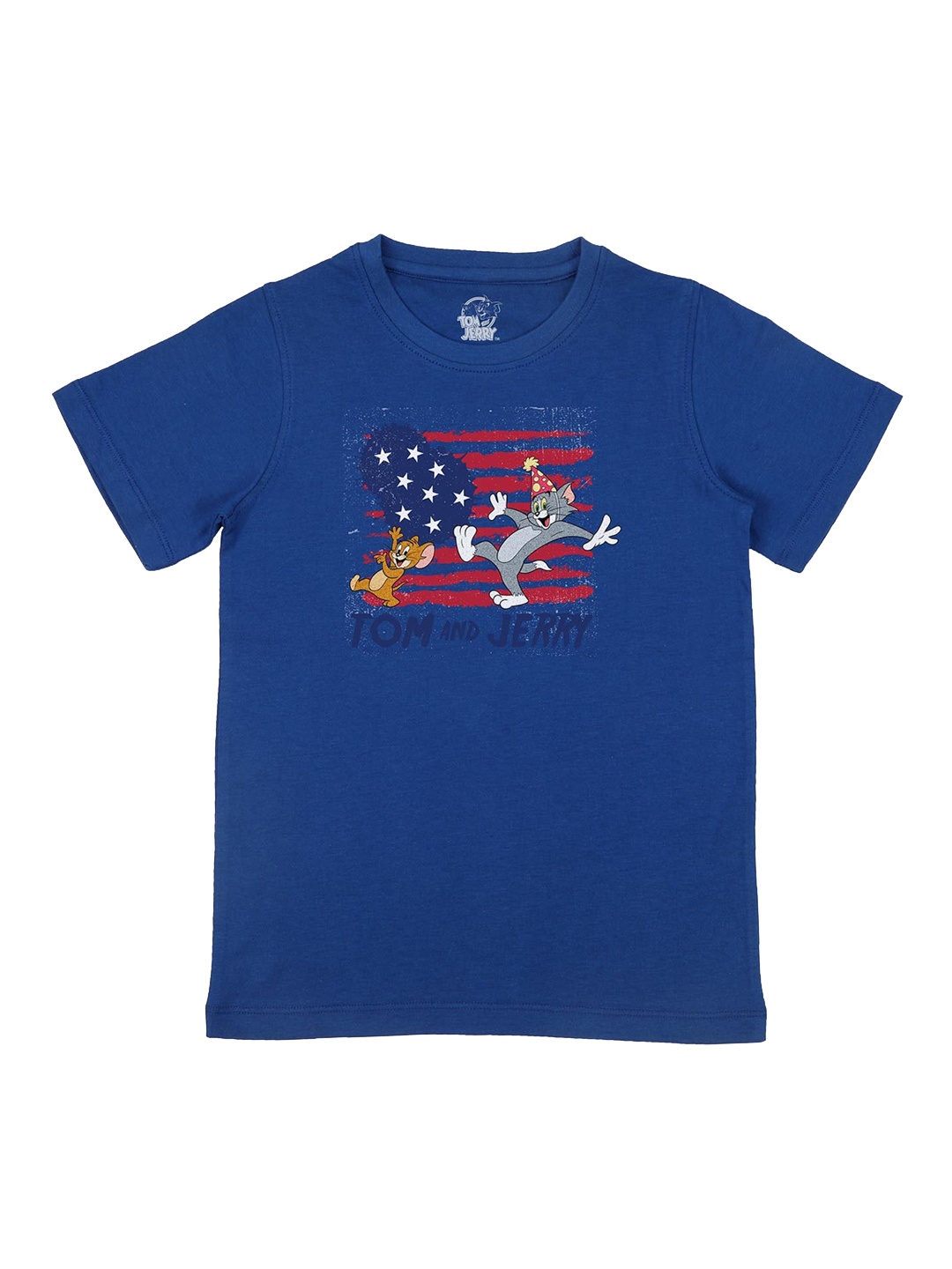 

Tom & Jerry Boys Blue Printed Round Neck T-shirt