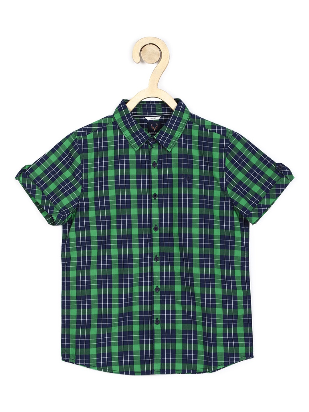 

Allen Solly Junior Boys Green Slim Fit Checked Casual Shirt