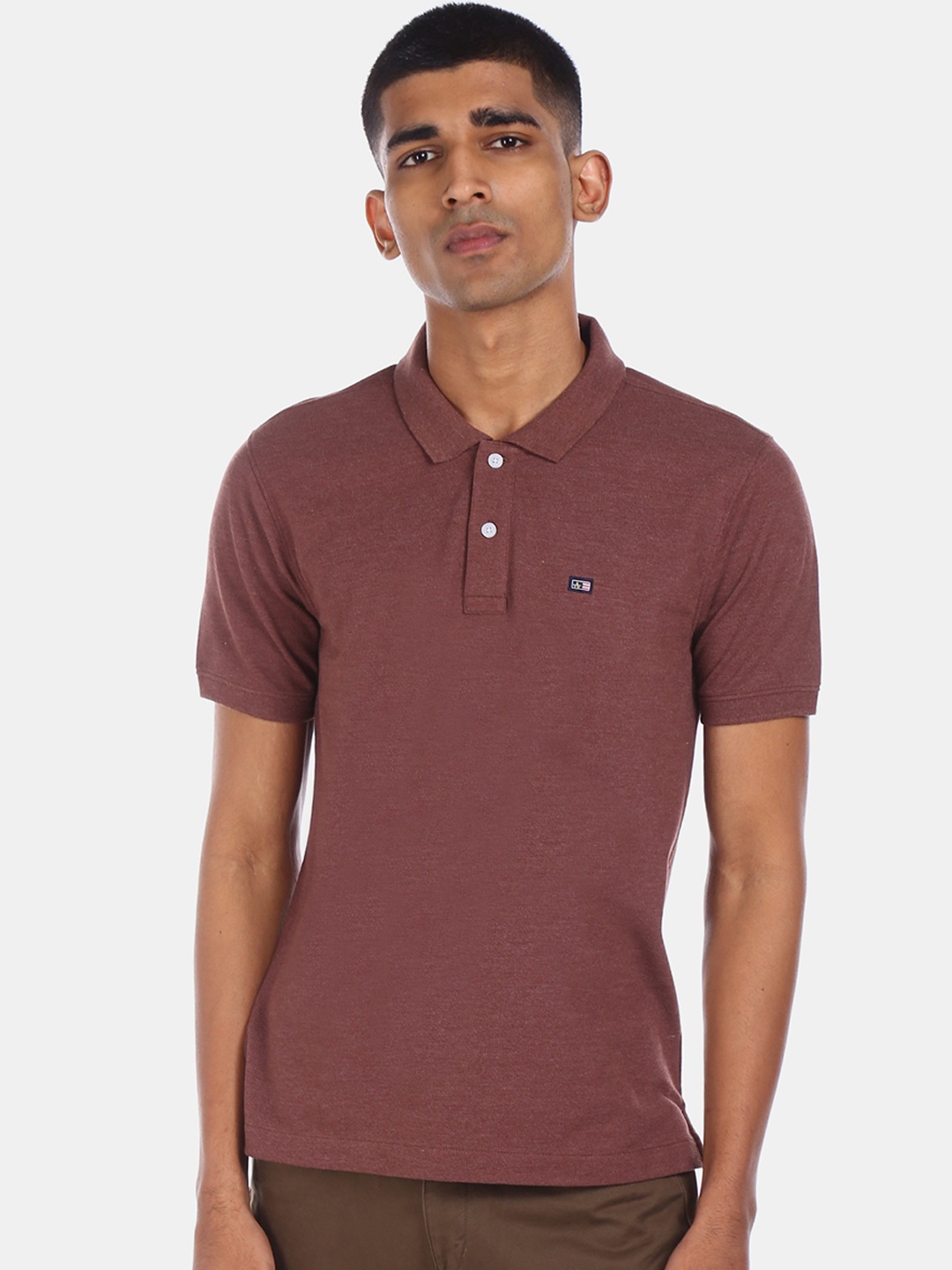 

Arrow Sport Men Brown Solid Polo Collar T-shirt