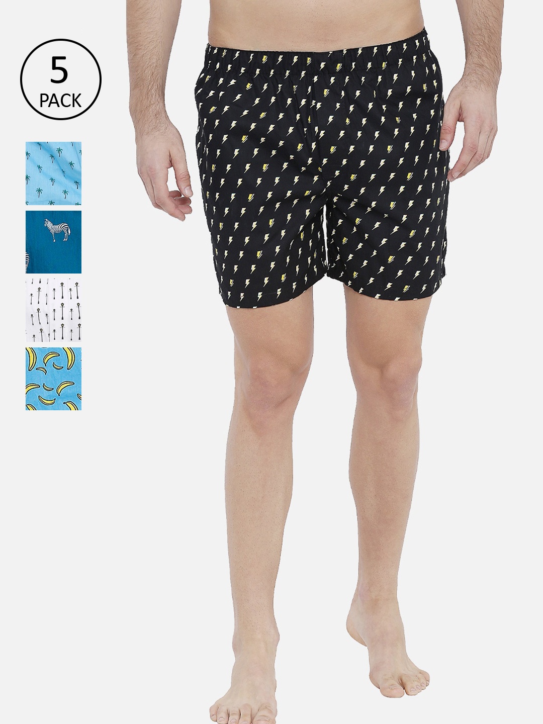 

XYXX Men Pack Of 5 Printed Boxers XYBOX5PCKN21, Blue