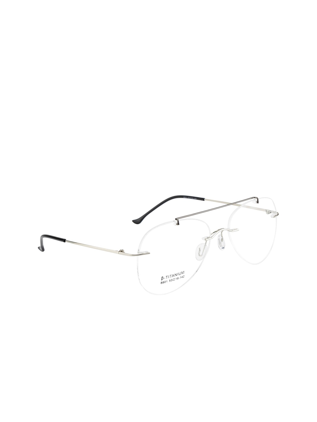 

Clark N Palmer Unisex Silver-Toned Solid Full Rim Aviator Frames CNP-8801-C3-Silver Grey