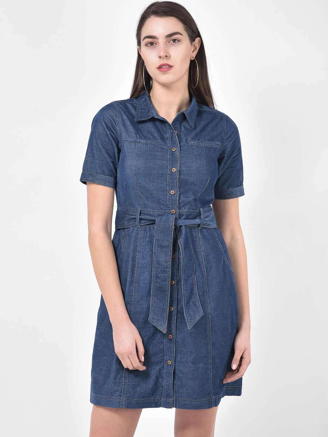 

Latin Quarters Women Blue Denim Shirt Dress