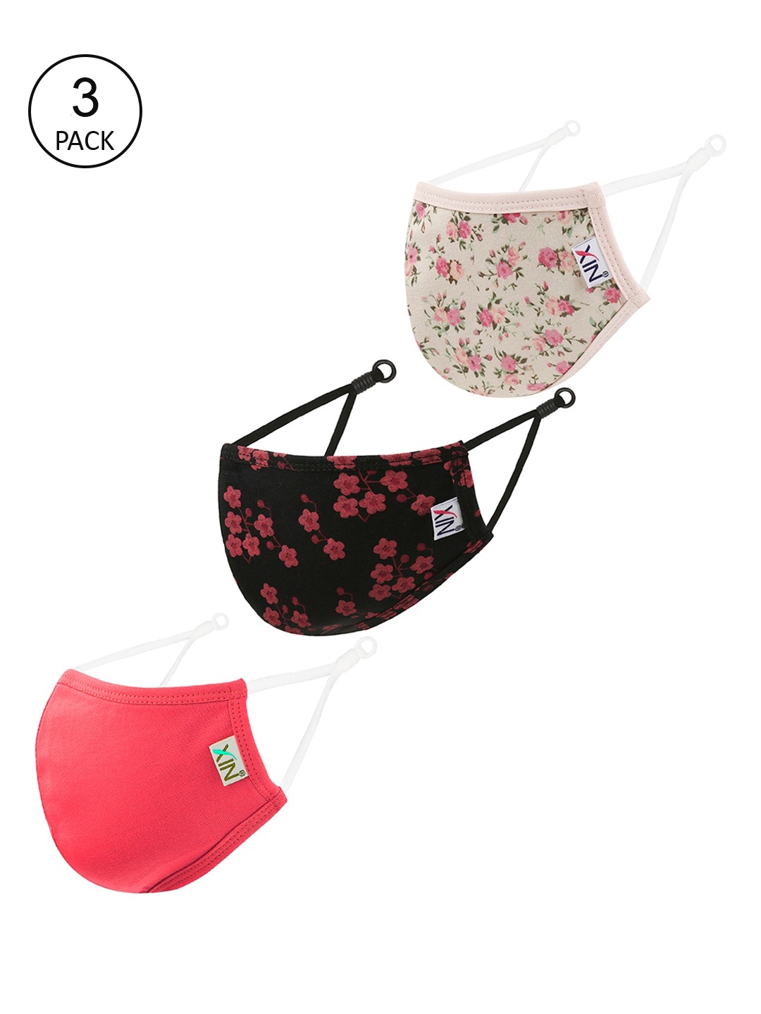 XIN Pack Of 3 Assorted 2-Ply Reusable Cloth Masks