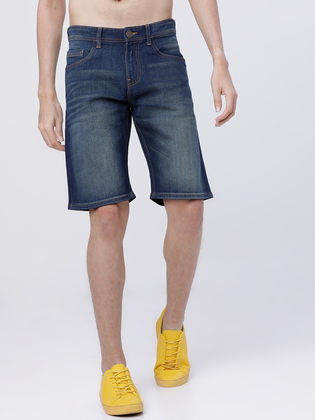 

HIGHLANDER Men Blue Washed Slim Fit Denim Shorts