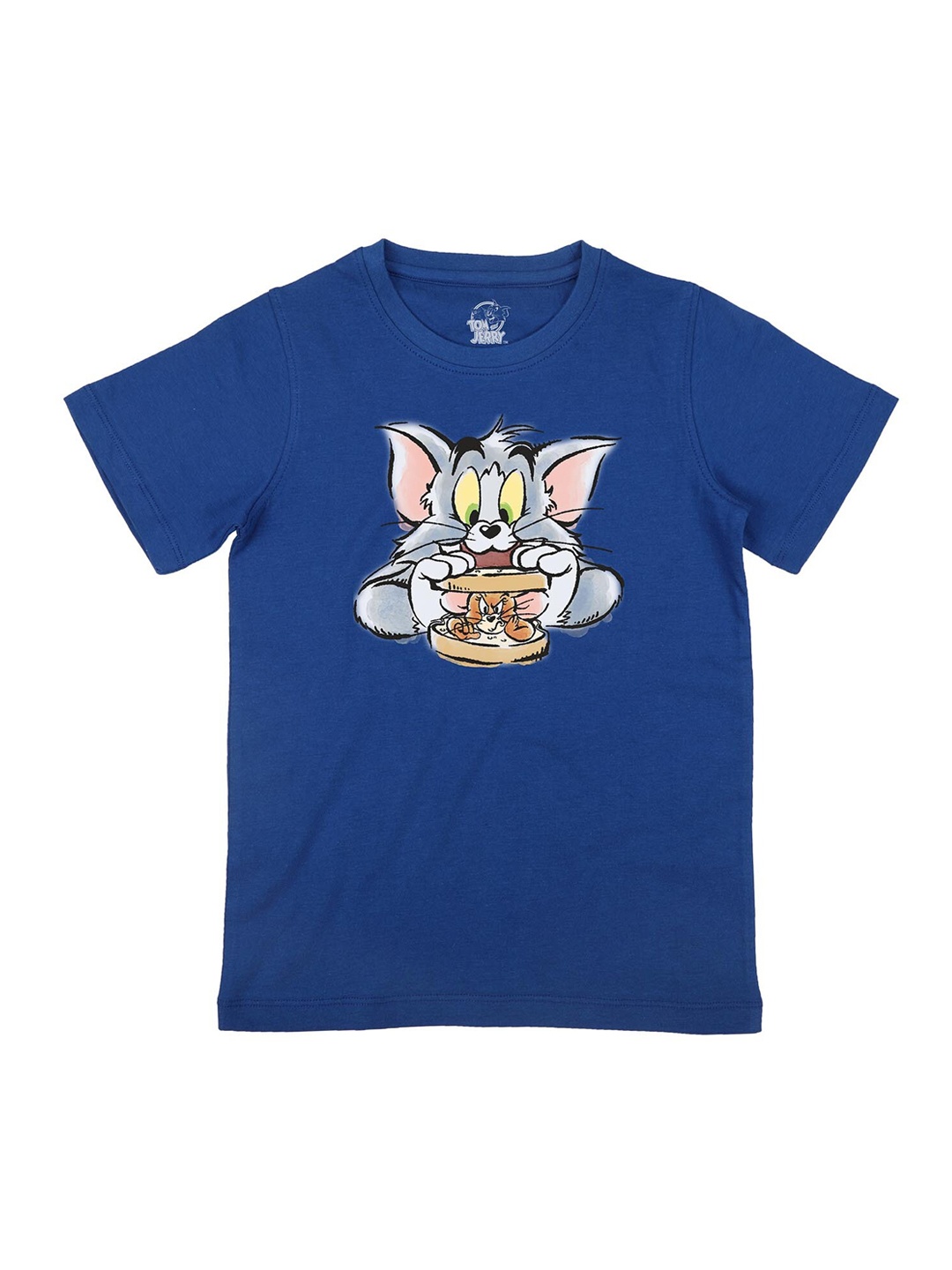 

Tom Jerry Boys Blue Tom Jerry Printed Round Neck Pure Cotton T-shirt