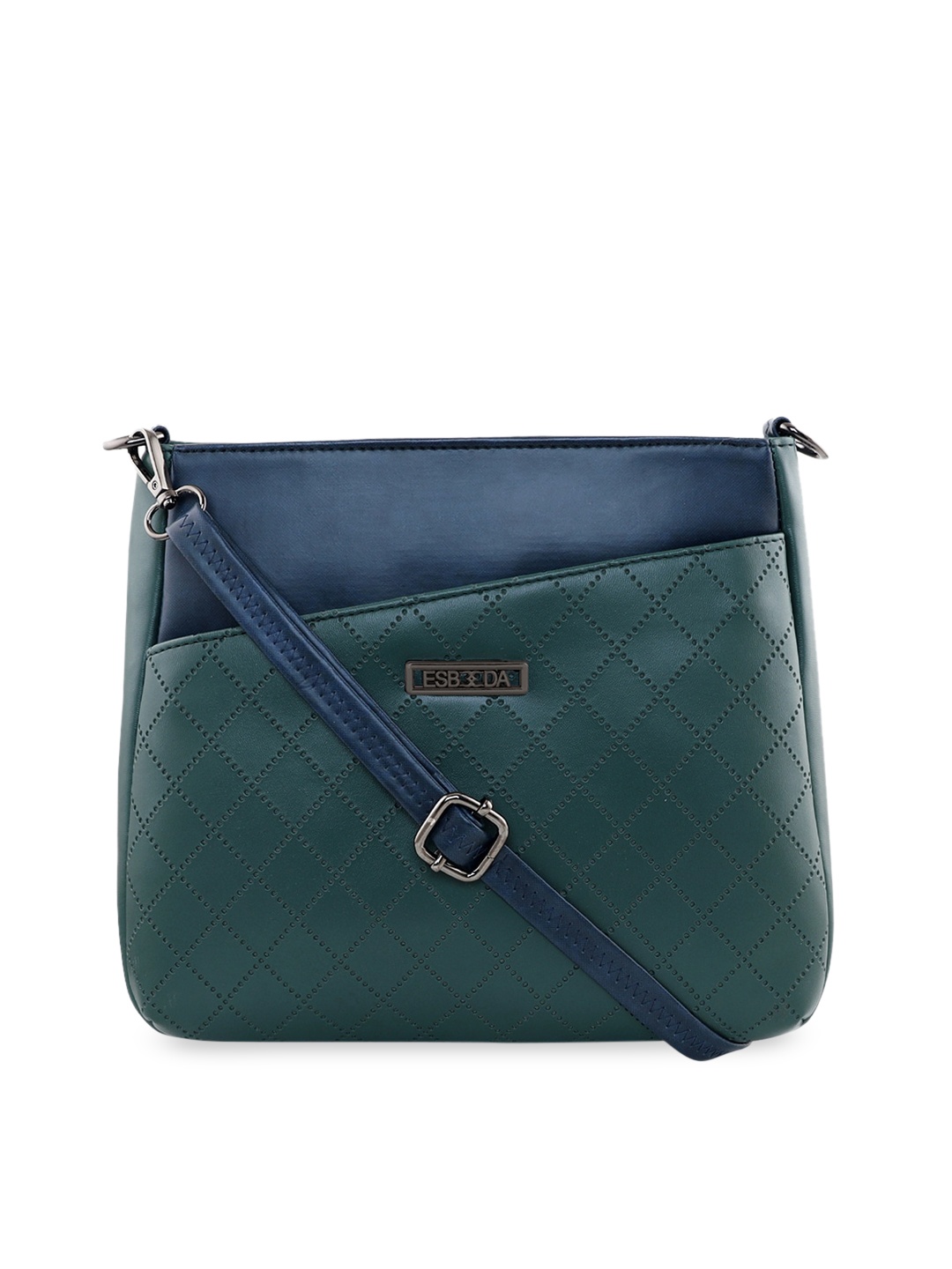 

ESBEDA Green & Blue Colourblocked Sling Bag