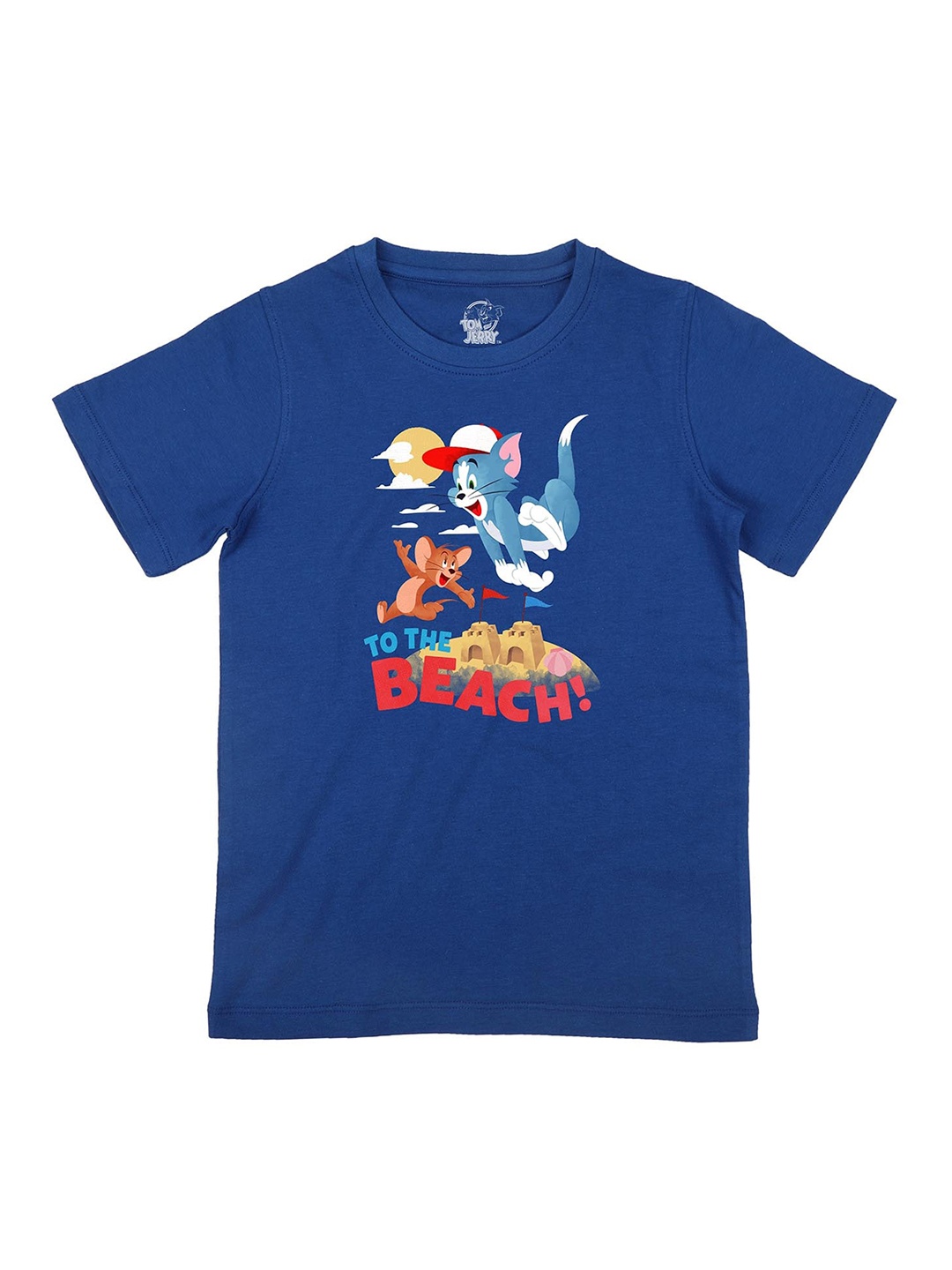 

Tom Jerry Boys Blue Red Printed Round Neck Cotton Pure Cotton T-shirt