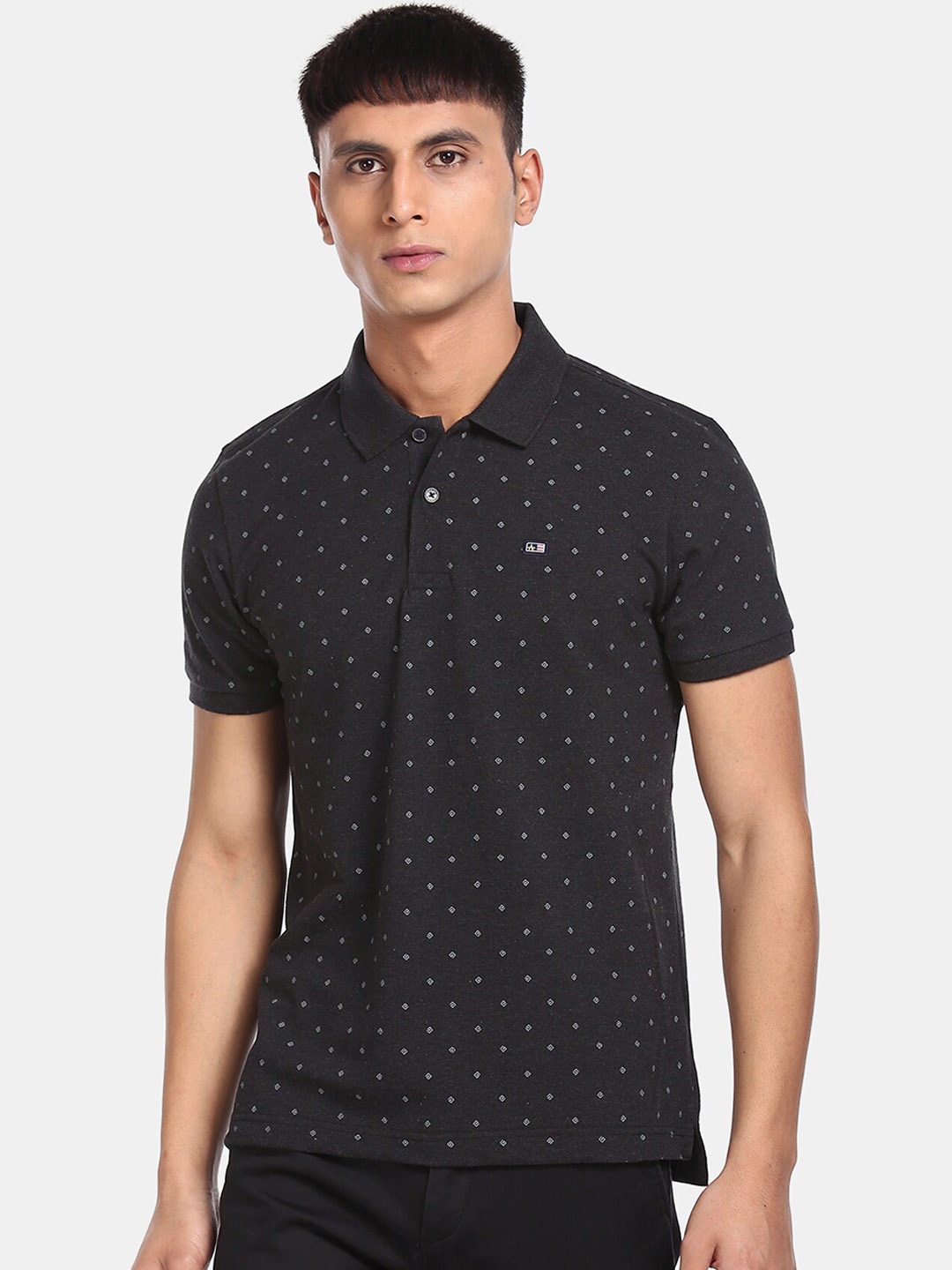

Arrow Sport Men Grey Printed Polo Collar T-shirt